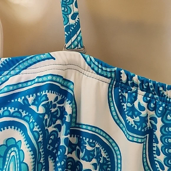 Beach House tankini top Blue Double Cross Back Strap Sz 10 - Picture 12 of 14
